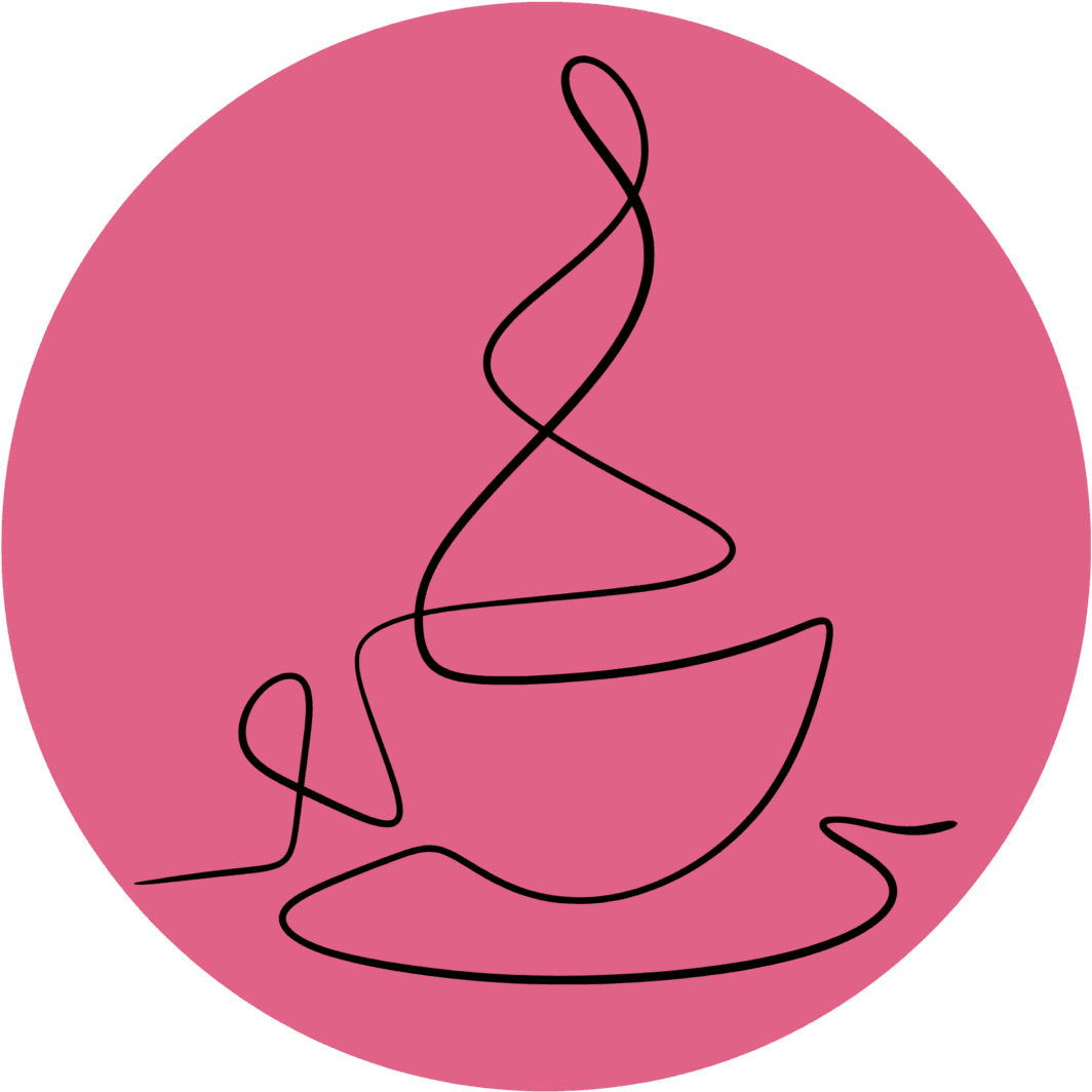 Eine dampfende Kaffeetasse, gezeichnet aus einer Linie