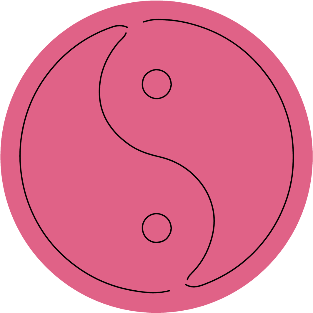 Ein Yin und Yang Zeichen bestehend aus dünnen schwarzen Linien